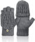 Fingerlose Handschuhe Damen Winter Warme Handschuhe Convertible Halbfinger Fäustlinge Handschuhe mit Flip Top Touchscreen Fotografie Sport Handschuhe für Damen und Herren (Grau)
