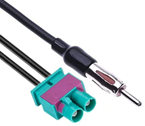 AUTOZOCO Adaptador antena coche doble Fakra a DIN ISO, Cable adaptador de antena Fakra a DIN ISO, Adaptador de antena de coche Fakra-DIN ISO, compatible con Audi, VW, Volvo, Seat, Skoda, 30 cm