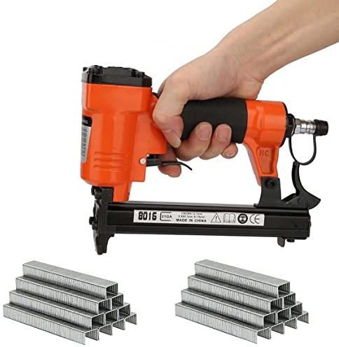 Di Tutto Per Tutti® Set 2 In 1 Graffettatrice Ad Aria Compressa 6-16MM | Spillatrice Pneumatica 8016 | + 1 Pacco di 10.000 Graffette 8016