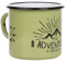 Mugsy - Tazza smaltata con scritta “The Adventure Begins”, 330 ml, attrezzatura da campeggio, design retrò (verde)