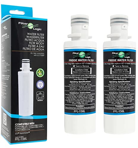 FilterLogic FFL-156L | 2X Fridge Water Filter Compatible with LG LT1000P ADQ747935 ADQ74793501 Cartridge
