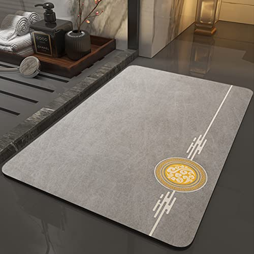 ZUOMIDIE Super Absorbierende Bodenmatte,50x80cm Schmutzabweisend Bodenmatte Für Bad,Memory-Badematten,Duschmatte rutschfest,Mikrofaser Badematte,rutschfeste Mikrofaser Badematten(Wolke-Grau)