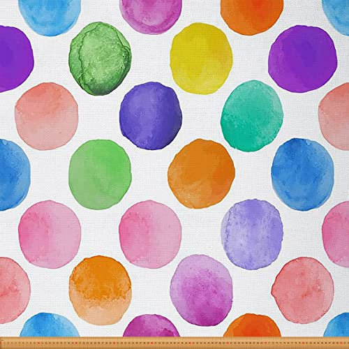 Gepunkteter Stoff Meterware Bunter Runder Polsterstoff Geometrischer Punkt Dekostoff Moderner Abstrakter Regenbogen Stoff für Drinnen Draußen Ölgemälde DIY Kunst Wasserdichter Stoff 92 x 150 (HxB)