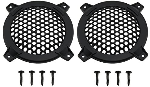 4Inch Grill Cover ZZHXSM 2PCS 4inch Black Round ABS Plastic Mesh Protector, Car Audio Speaker Covers, Woofer Subwoofer Grilles
