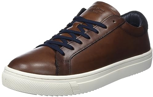 JACK&JONES Herren JFWRADCLIFFE Leather NOOS Sneaker, Cognac/Detail:Suede Navy Heel, 41 EU