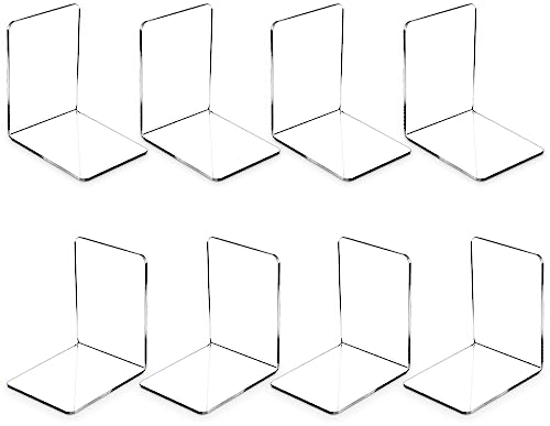 GOYADA Lot de 8 Serre-Livres en Acrylique Transparent, Serre Livre Transparent pour Bibliothèque, École, Bureau et Maison Lourds Cale Livre en Acrylique 3MM d'épaisseur, Robuste