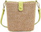 Sac à bandoulière en paille pour femme - Fait à la main - En rotin - Sangles en cuir tissé à la main - Pochette de vacances, vert, Taille unique