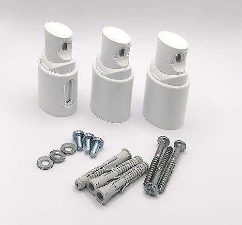 3 fixations pour radiateur sèche serviette Ø des tuyaux 20-25 mm, distance entre les tuyaux minimum 20 mm - 3 supports en ABS à têtes inclinables