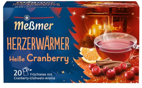 Meßmer Herzerwärmer | Winterlicher Cranberry‑Glühwein‑Früchtetee | 20 Teebeutel | fruchtig‑würzig