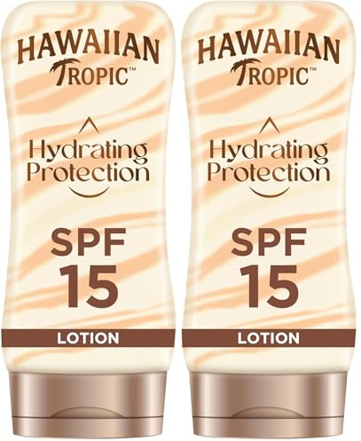 Hawaiian Tropic Silk Hydration Protective Lightweight Sun Lotion SPF 15 180ml (Pack of 2)