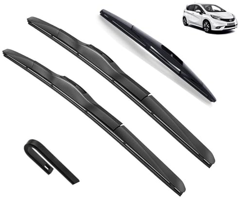 Juego de escobillas limpiaparabrisas compatible con Nissan Note E12 MK2 2014-2019 parabrisas delantero ventana trasera 241412 cepillos lavadora 2014 2015 (Color : Front Rear, Size : LHD)