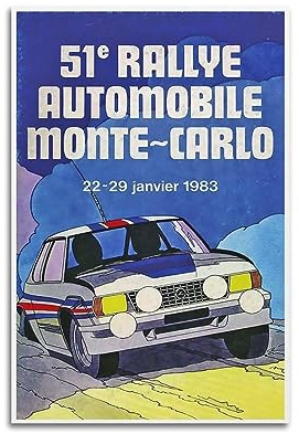 JONZA Vintage Rally Racing WRC-Poster für Opel Ascona 400 Sportwagen, dekoratives Gemälde, Leinwand, Wand und Kunstbild, Familienschlafzimmer, 40 x 60 cm