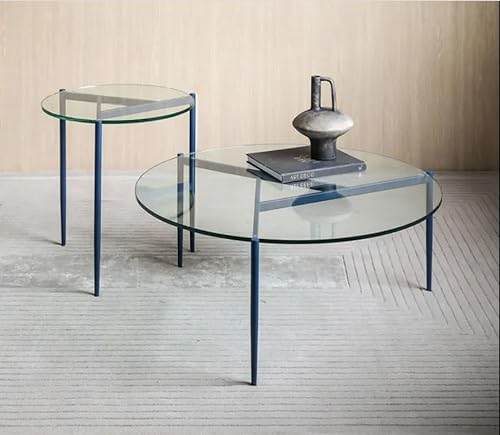 MerkaHome - Set 2 mesas Nido Redondas Cristal Evelyn