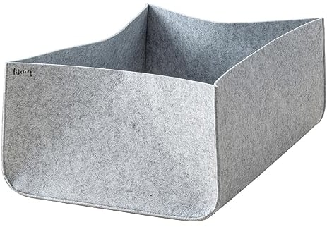 LIFENEY Aufbewahrungsbox Größe S – Schrank Organizer aus der Serie Organize your closet – Für Stauraum & Ordnung im Kleiderschrank – 25 x 35 x 20 cm, Material: Filz, Farbe: Grau