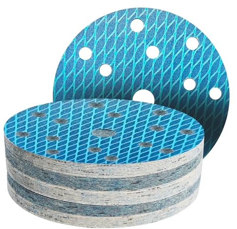 GZKTY 150mm Sanding Discs, 50 Pieces, 15 Holes, Grits 320, Diamond Shape, Reduce Blockage, for 6 Inch Orbital Sanders