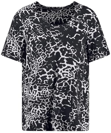 Samoon Damen Blusenshirt mit kurzem Arm Kurzarm Gemustert Navy Gemustert 52