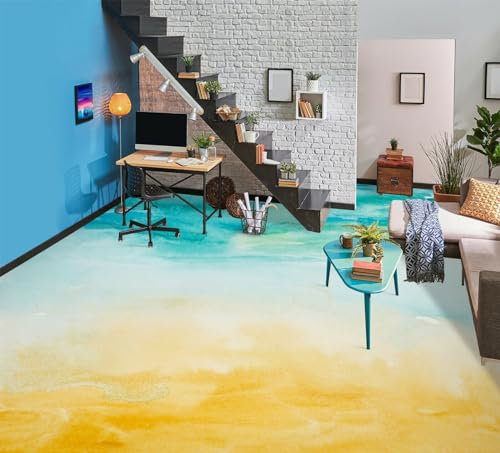 Benutzerdefinierte Selbstklebende Boden Wandtapete 3D Strand Meer,200 * 140cm 3D Bodenfliesen Aufkleber Wohnzimmer Studie Pvc Wasserdicht Tragen 3D Bodenbelag Tapete