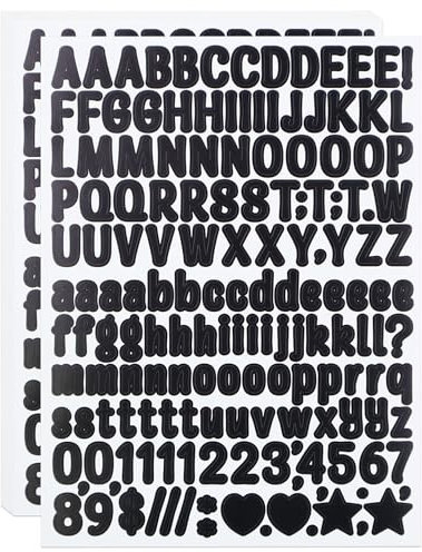 8 Sheets 0.5 Inch Small Vinyl Letter Sticker for Scrapbooking, White Sticky Alphabet Stickers for DIY & Crafts - Black