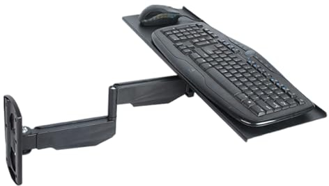 Bandeja de Teclado Montada en la Pared, Soporte de Bandeja para Teclado Inclinable/Extensible, Plataforma para Teclado y Ratón, para Hogar u Oficina