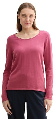 TOM TAILOR Damen Basic Pullover mit Rundhalsausschnitt,16348 - pink Velvet, XXL