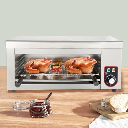 2000W Cheese Melter Electric Salamander Broiler 50-300°C Salamander Grill Stainless Steel Broiler Burner BBQ Grill Grilling Machine Countertop Wall-mounted for Restaurant Kitchen Hotel