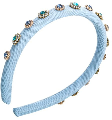 scicent Haarreif Perlen-Haarbänder für Frauen Retro Strass Verziert Haarreifen für Damen Barock Stirnband für Mädchen Schwamm Gepolstert Haarband Dünne Bequem Haarschmuck - 27023