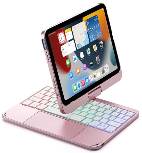 SCIMIN Keyboard Case for iPad Mini (6th Generation) | iPad mini 7 (A17 Pro), 360 Degree Rotation Touchpad Backlit Keyboard