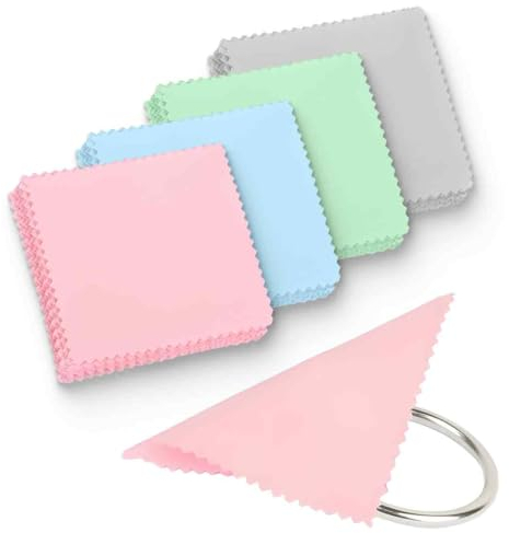 AFCJLTO Lot de 32 chiffons de nettoyage réutilisables pour bijoux en or argent Accessoires antioxydants de protection de perles et de bijoux,Polaire double face de qualité supérieure (8x8cm)