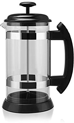 ruyi-1986 Coffee Pot Coffee Kettle Stainless Steel Glass Teapot Coffee Tea Percolator Filter Press Plunger 1000ml Manual Coffee Espresso Maker Pot Coffee Kettle(Black)