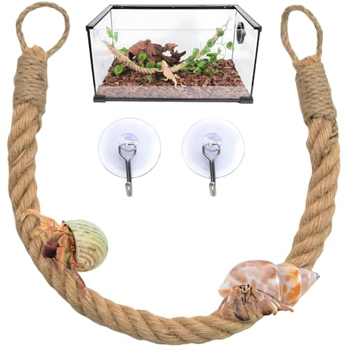 FORYNXHWIN Reptile Tank Accessories, Reptile Vines Climbing, Hermit Crab Rope Ladder, Chameleon Tank Accessories Amphibian Habitat, Snake Gecko Lizard Terrarium