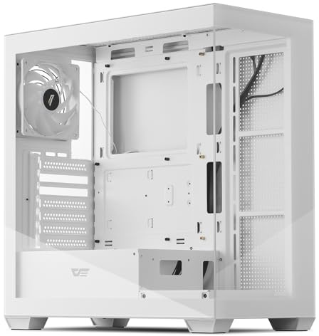 darkFlash - Case per PC da gaming con 1 ventola PWM ARGB non LED preinstallata, doppia vetrata temperata, porta Type C, supporta radiatori di raffreddamento ad acqua fino a 360 mm, bianco (360mm)