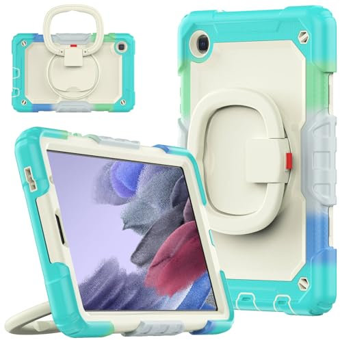 Funda para Lenovo Tab M9 de 9.0 pulgadas TB-310FU 2023 / Lenovo K9, con protector de pantalla, soporte grande giratorio de 360°, correa para el hombro, funda resistente para tableta, color negro rosa