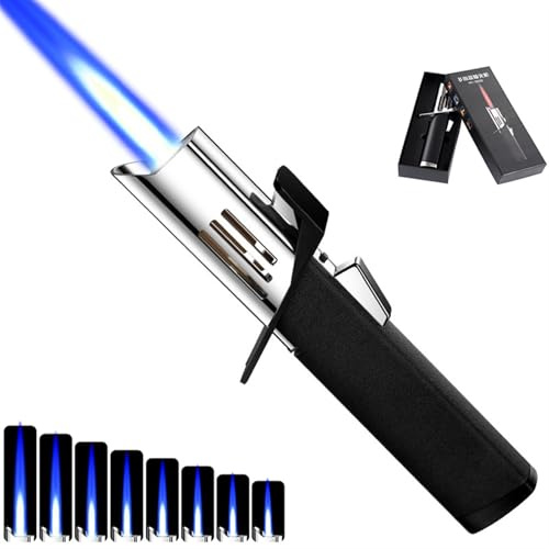 Lightsaber Torch Lighter - Butane Lightsaber Lighter, Windproof Jet Flame Lighter, Adjustable Flame, Refillable, Cool Lighter with Flame Switch Lock. (Gas Not Included)(Black)