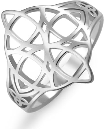 kkjoy Hexenknoten Ring Edelstahl Keltischer Magischer Knoten Heidnischer Wiccan Symbole Ring Hexerei Amulett Schmuck für Frauen Charmante Damen
