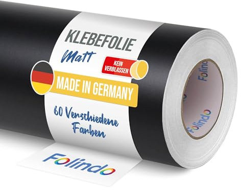 FOLINDO Möbelfolie selbstklebend 070 Schwarz Matt 5m x 63 cm - Klebefolie Möbel, Klebefolie Küche, Möbelfolie, Folie für Möbel, Möbelfolie selbstklebende Folie, Küchenfolie selbstklebend