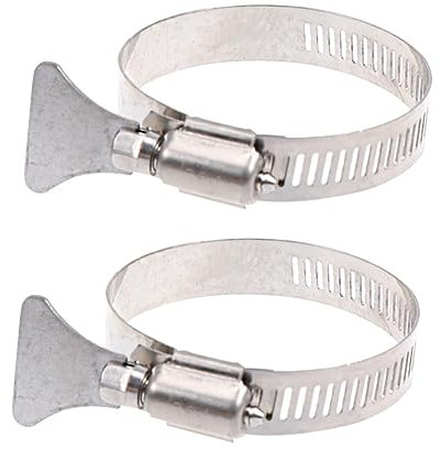 HOMOCONO 2pcs Adjustable 33 Water Gas Pipe Hose Clamps with Handle 304 Stainless Steel Worm Drive Hose Clips for Pool and Fuel Line Silver