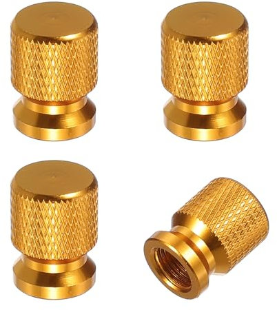 PATIKIL Aluminium Ventilkappen für Reifen, 4 Stück Ventilkappen für Fahrzeugreifen mit O-Ring Universal für Fahrrad SUV Automobil, Gelb