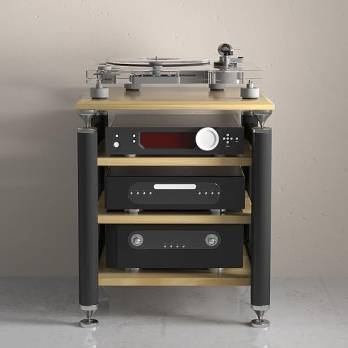 Hifi Rack,Audio Regal Plattenspieler,TV Cabinet,Audio-Video-Regale,Moderner Stereoschrank,AV-Medienständer,Phonoschrank Phonomöbel,Unterhaltungsständer,für Audio Equipment HiFi Amplifier(Black wood,62
