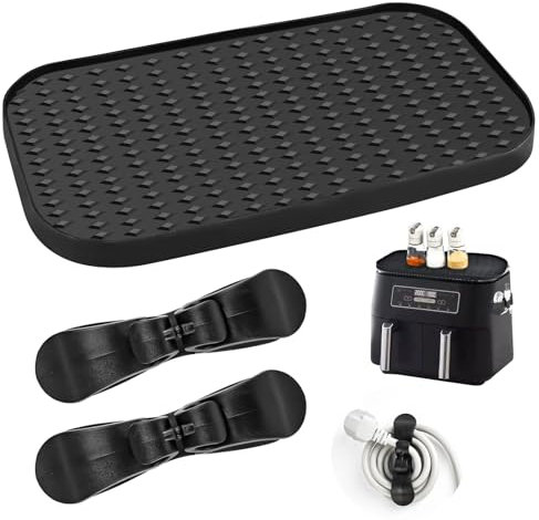 XTDMJ Étagère de rangement en silicone avec 2 organisateurs de câbles pour Ninja AF400EU et AF451EU, coussinet en silicone multifonction, accessoire de friteuse à air chaud, tapis en silicone, facile