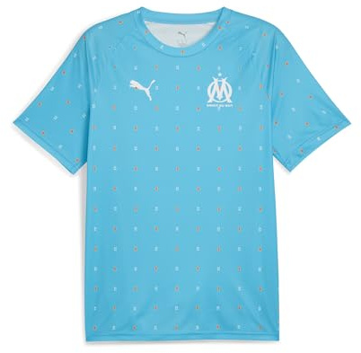PUMA Herren Olympique de Marseille Aufwärmtrikot L, Bleu Azur White Blue