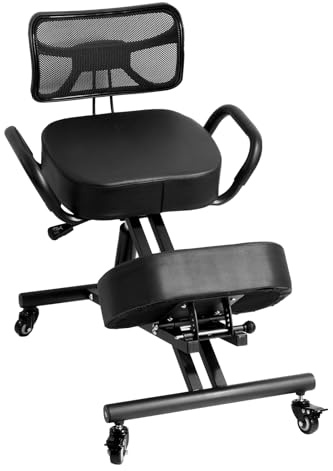 Chaise Ergonomique à Genoux avec Dossier - Hauteur réglable avec Coussins épais et roulettes verrouillables pour Le Bureau et la Maison. Tabouret correcteur de Post-ure pour soulager Les maux de Dos