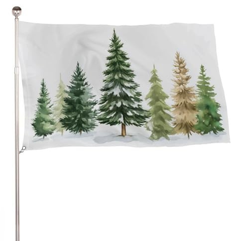 Flagge mit immergrünen Bäumen, 90 x 152 cm, für den Außenbereich, Dekoration für Hof, Veranda, Rasen, Bauernhaus
