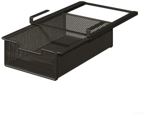 Vasiumic Kleiderschrank-Schubladen-Organizer aus Stahl, ausziehbarer Aufbewahrungskorb für Kleiderschrank, platzsparend, Schlafzimmer, Unterwäsche, Socken, Zubehör, schwarz, 38 x 25 x 12 cm