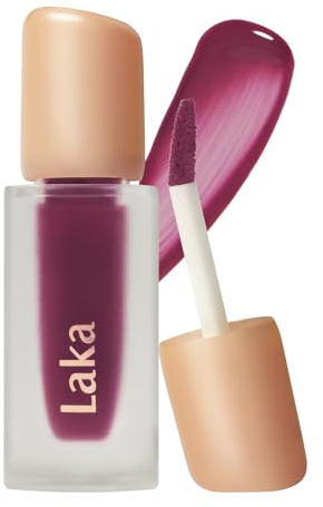 Laka Fruity Glam Tint, 4.5g/0.15 oz., Glowing Lip Stain with Wide Color Spectrum, Hydrating & Lightweight Texture, Long-Lasting Bold Stain, Non-Sticky, Vegan, K-Beauty (#130 Fogberry)