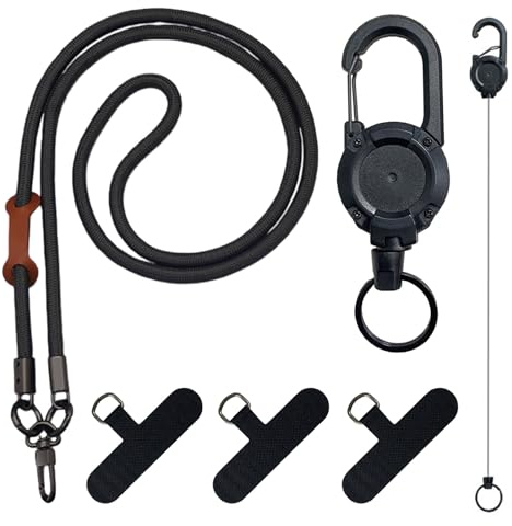 TESGADGETS Diebstahlsicheres Handyband, einziehbarer Handyhalter mit Gürtelclip, Handy-Lanyard mit Stahlseil, für Reisen, Wandern, Arbeit und Musikfestivals