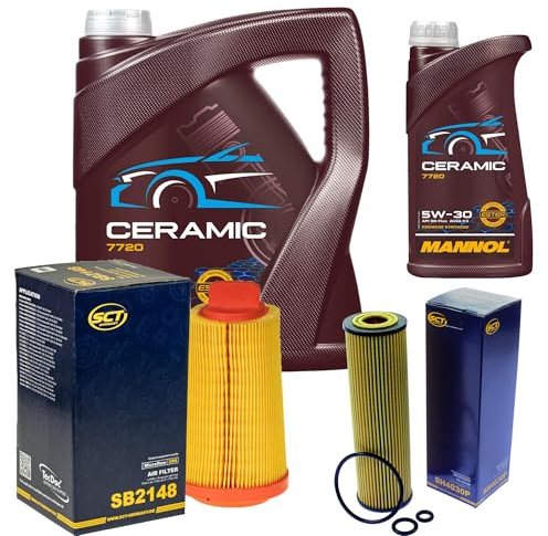 EISENFELS Inspektionspaket enthält 6 Liter Motoröl Ceramic 5W-30 Ölfilter Luftfilter kompatibel mit Sprinter 3-T Pritsche/Fahrgestell 906 216 C-Klasse W203 W204 E-Klasse T-Model S211 CLK Cabriolet