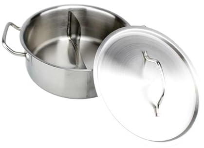 Ronyme Shabu Shabu Pot with Divider Mandarin Duck Pot Chinese Divided Hotpot Pan for Kitchen Accessory Induction Cooktop Home Use, 30cm