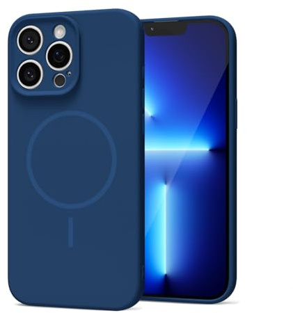 LoeoeL Magnetic Phone Case for iPhone 13 Pro Case Silicone, Cute Slim Thin Phone Cover Compatible with MagSafe for Women, Girly Soft Rubber Gel Mag Safecase with Camera Protection, Navy Blue