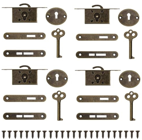 yufana Set da 4 Pezzi Mobili Retrò Serratura, Antichi Serratura, Decorativa per Mobili in Stile Antico Piccola Per Mobiletto, Armadietti, Cassette Degli Attrezzi