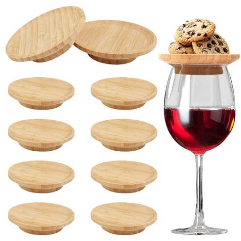 Wrbugukeji 10 Pcs Charcuterie Boards, Wine Glass Charcuteries Topper, Wine Glass Toppers for Small Wine Glasses Desserts Home Family Parties Bars